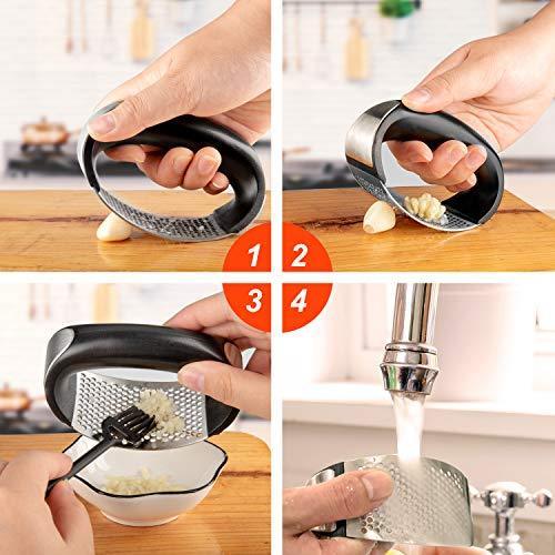 Rhodesy Stainless Steel Garlic Press Rocker - Easy Crush & Mince Kitchen Gadget