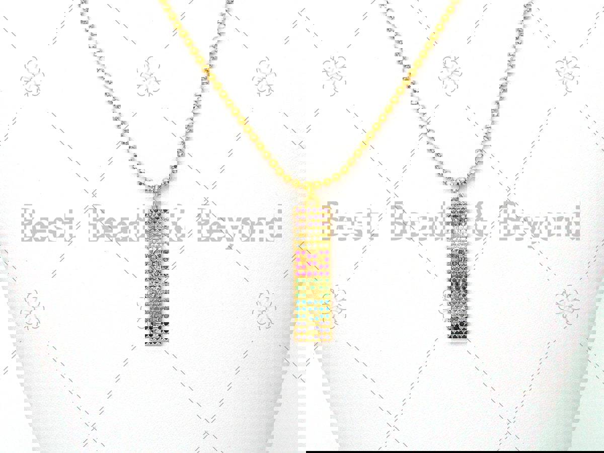 Colorful CZ Micro Pave Love Word Pendant - 18K Gold Filled Charm for Necklace & Bracelet