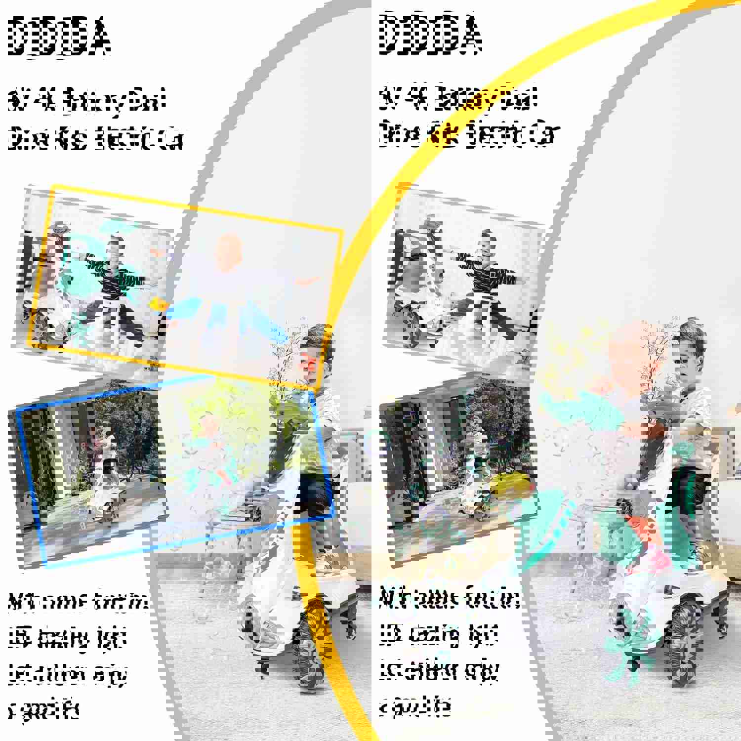 Didida 6V Dual Drive Kids Ride on Car with Automatic Bubble Function and Fun Accessories