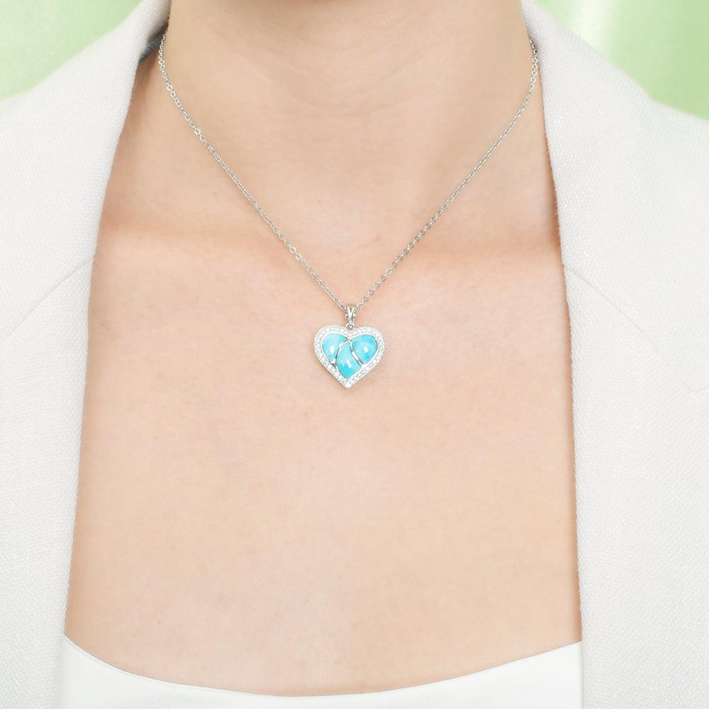 Larimar Puuwai Heart Pendant with Topaz Accents