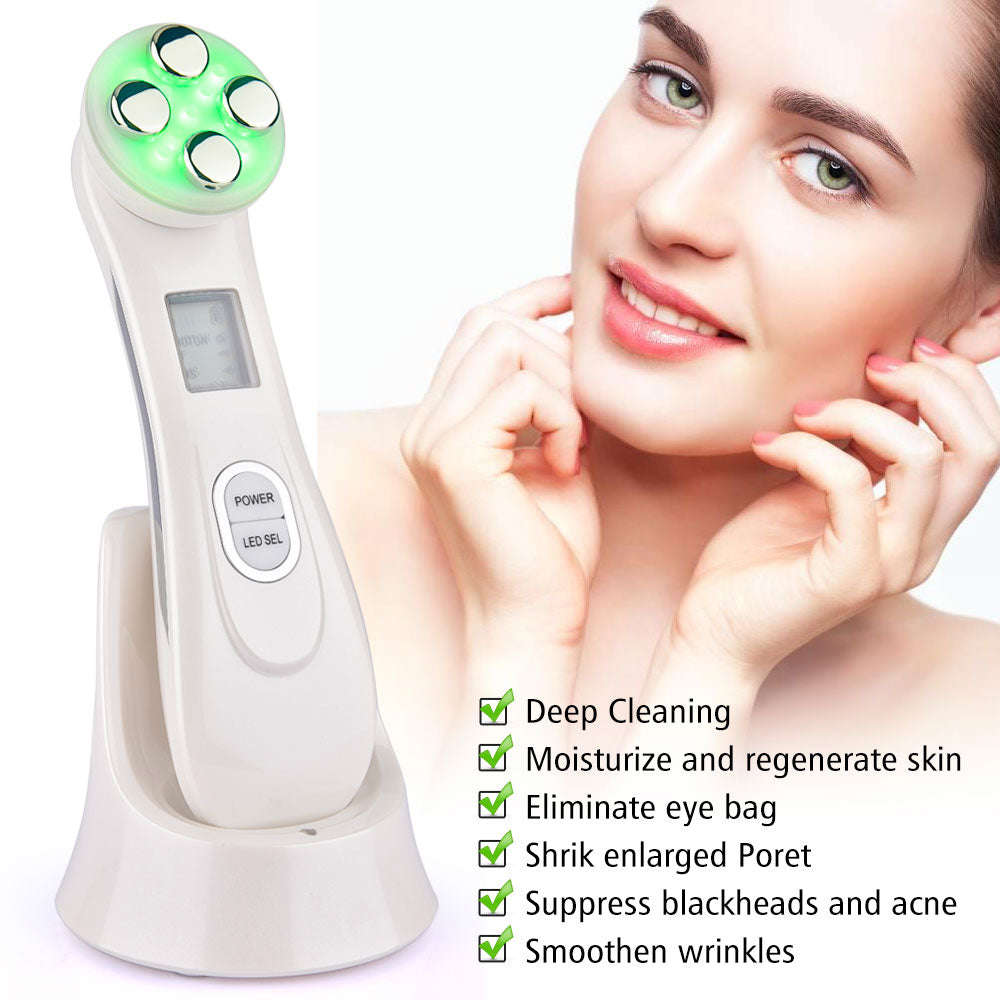 LED Photon Facial Therapy Device - Beauty Spa & Massager for Skin Tightening & Acne Removal