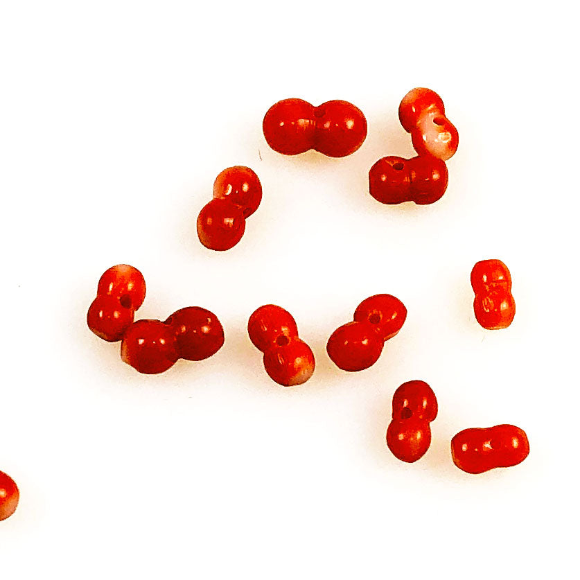 Italian Red Coral Bone Beads - Natural 12 Beads, Vintage Jewelry