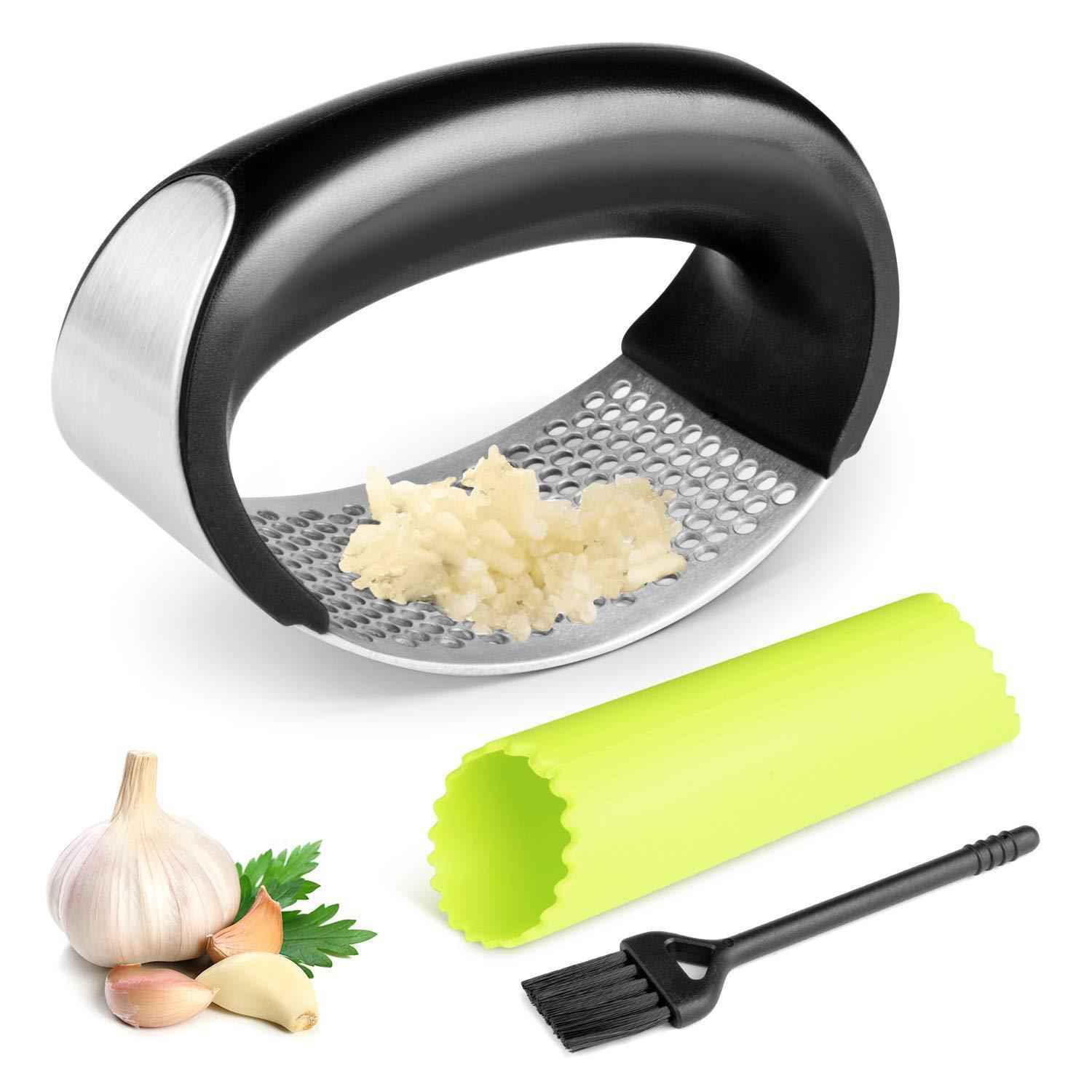 Rhodesy Stainless Steel Garlic Press Rocker - Easy Crush & Mince Kitchen Gadget