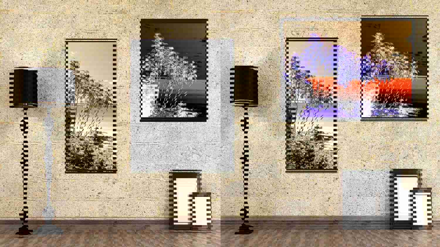 Palm Tree BW Landscape Photo Canvas Print for Home Décor Wall Art