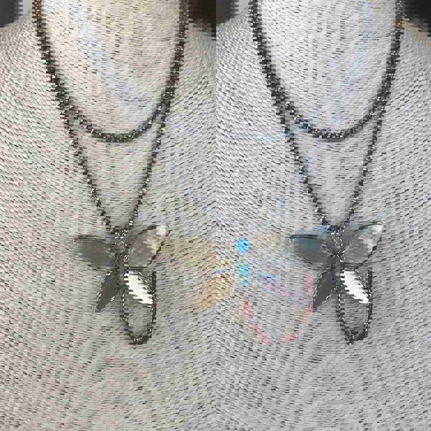 Zuni Sterling Silver Multi Stone Dragonfly Pendant Pin