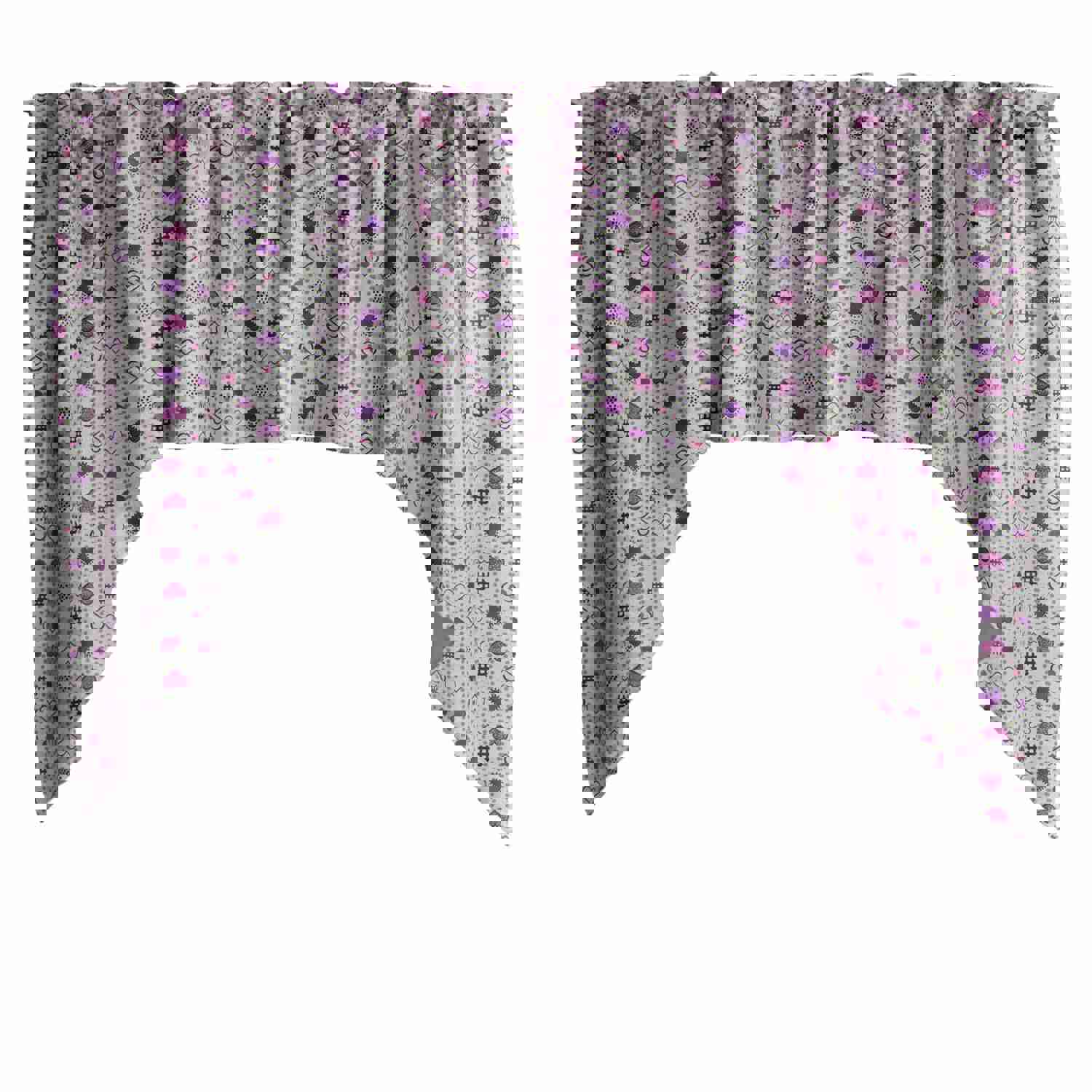 Swag Valance Cotton Hearts and Dots Print 58 Wide / 36 Tall