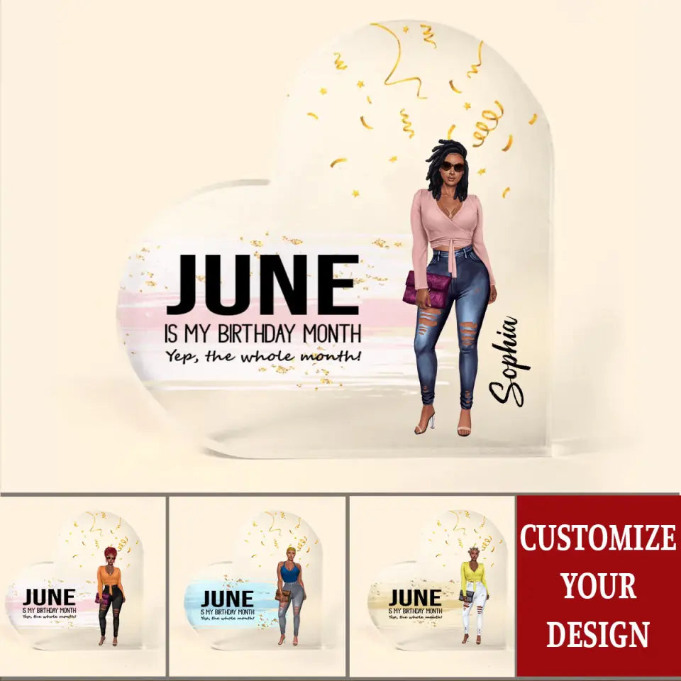 Custom Shape Acrylic Plaque - Personalized Birthday Gift for June Queen