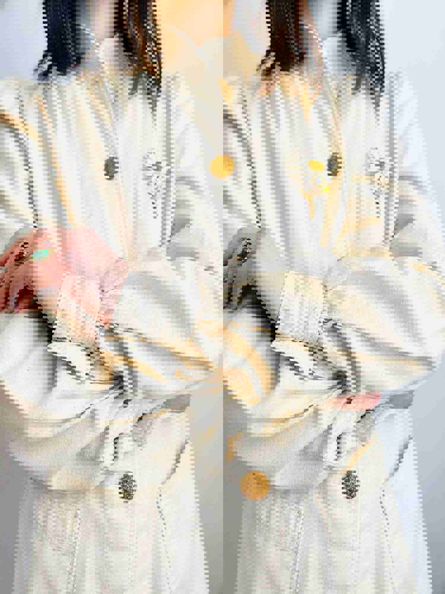 Vintage 1970s White Linen Jacket with Balloon Sleeves