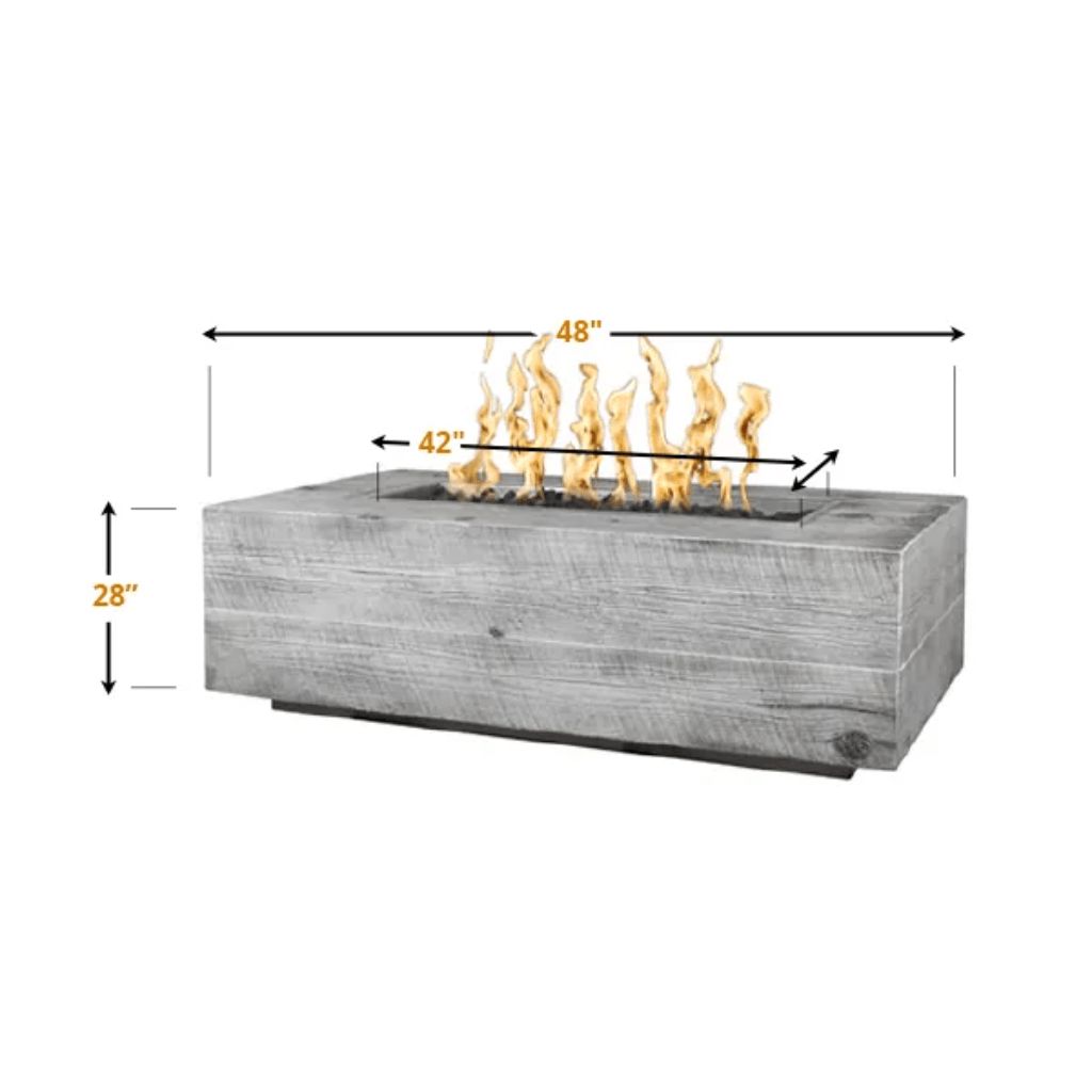 The Outdoor Plus 48 Coronado GFRC Wood Grain Concrete Rectangle Gas Fire Pit