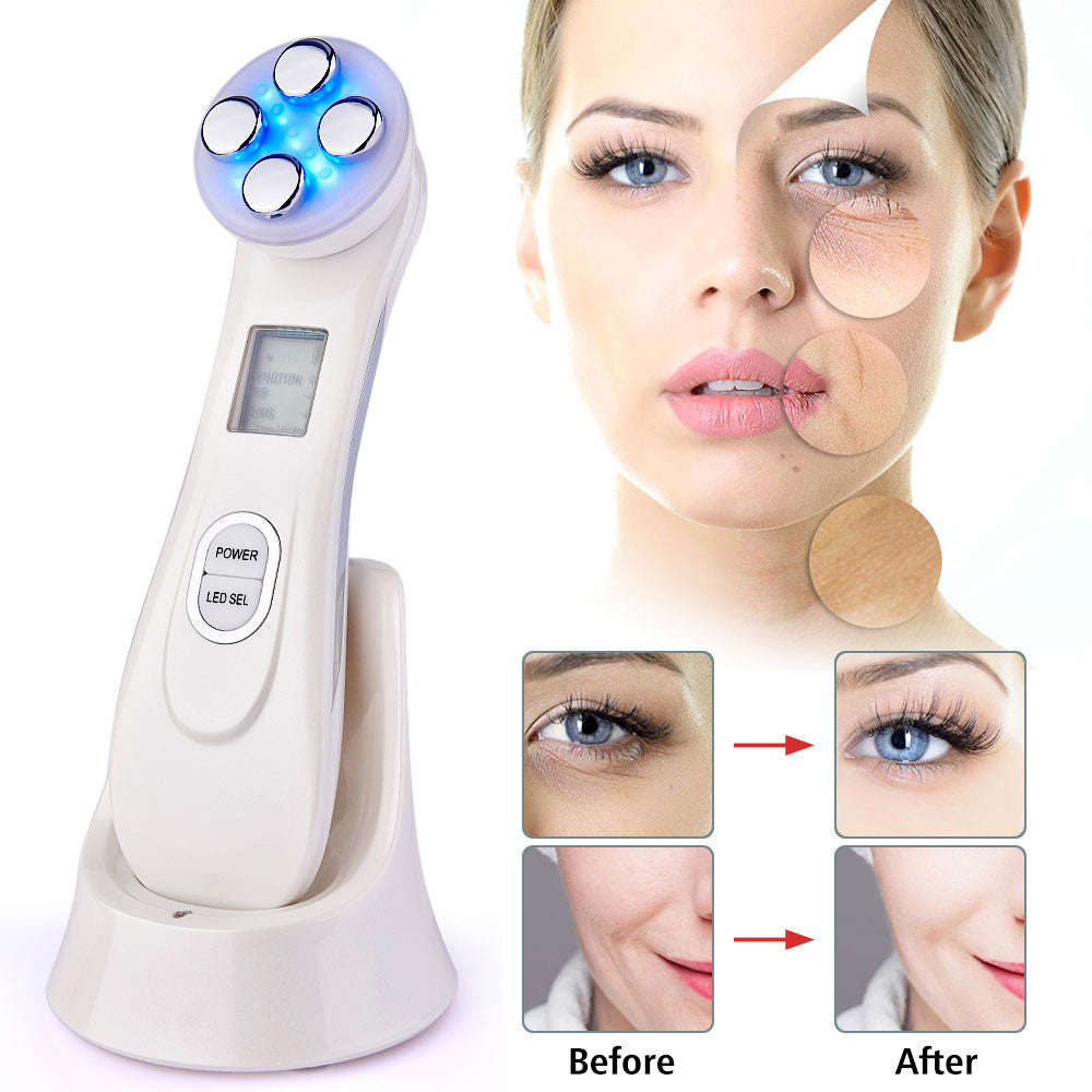 LED Photon Facial Therapy Device - Beauty Spa & Massager for Skin Tightening & Acne Removal