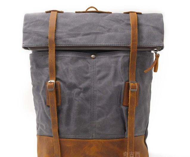 Cool Waxed Canvas Leather Men's Backpack - Durable Travel & School Bag