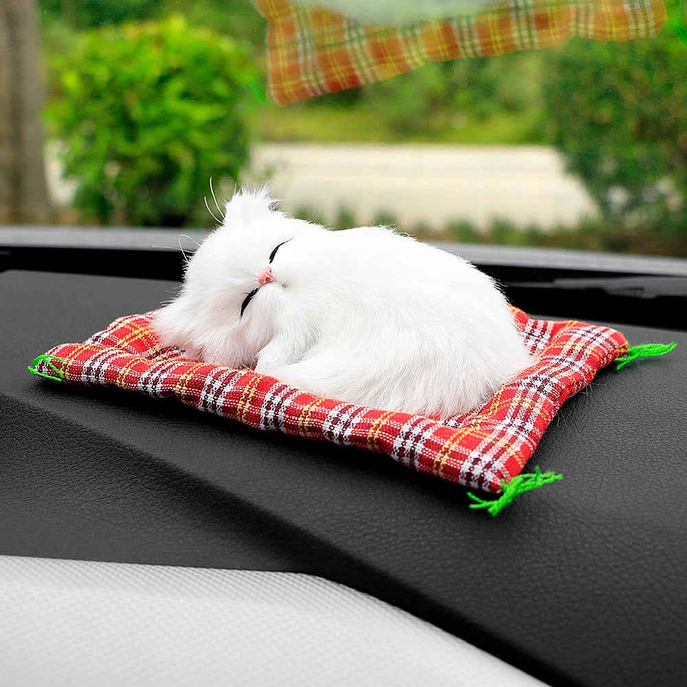 Cute Simulation Sleeping Cats Car Ornaments - Lovely Plush Kittens Doll Toy for Children