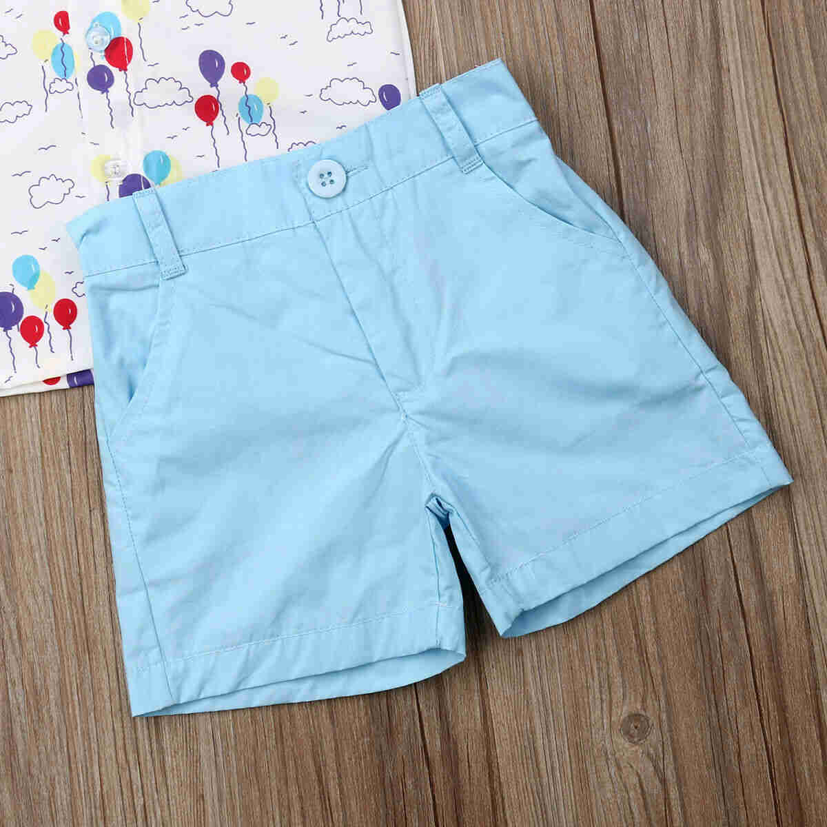 2019 Baby Summer Clothing Toddler Boy Formal Suit Flower Dress Shirt and Shorts Outfit Set (2Pcs) - Balls Print, Ages 1-6Y