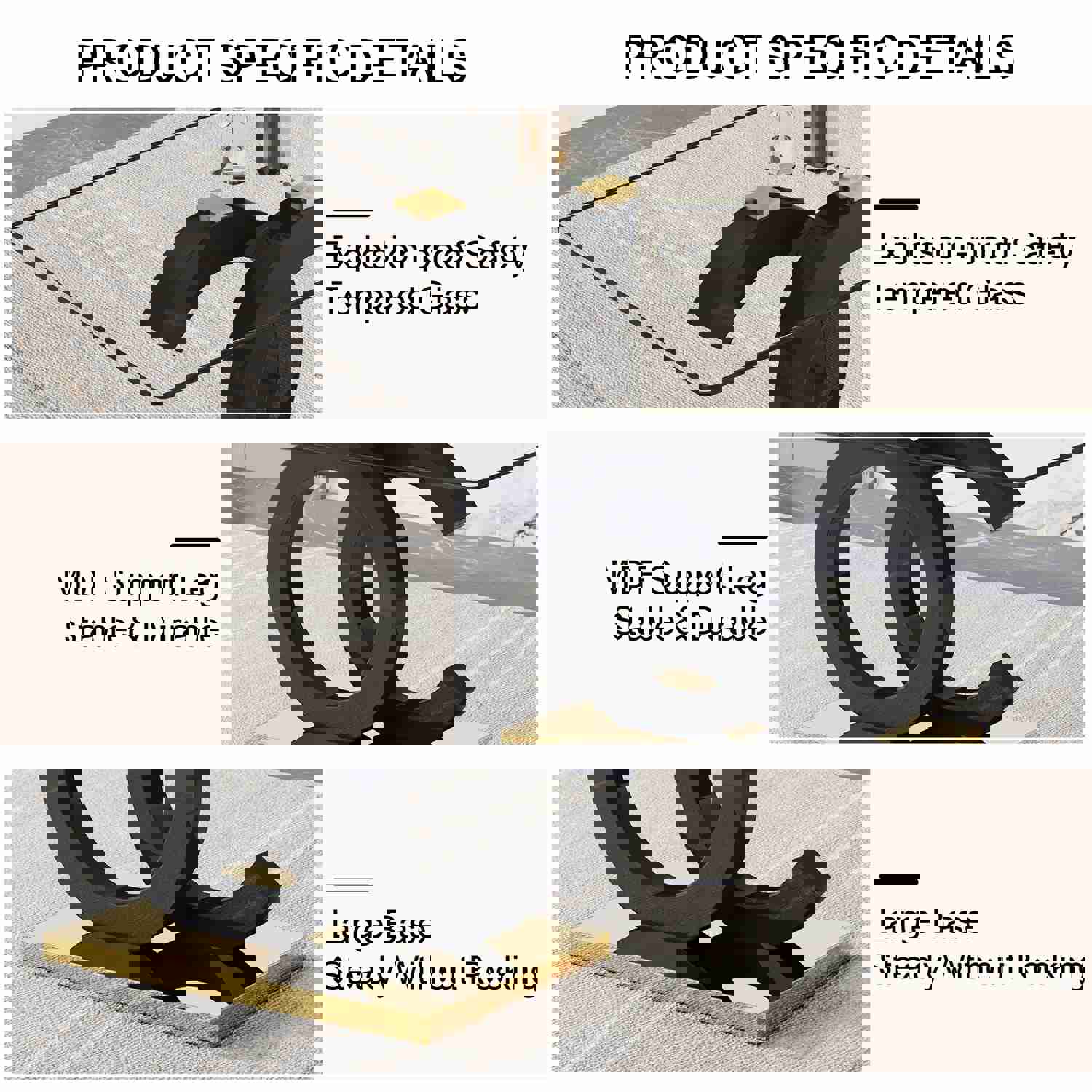 Large Modern Minimalist Rectangular Glass Dining Table for 6-8 People