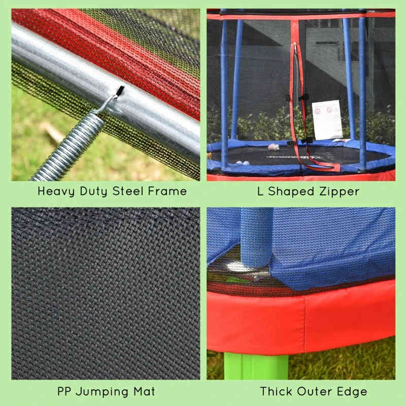 Outsunny 7FT Kids Trampoline with Safety Net - Durable Indoor/Outdoor Bouncer for Fun Exercise