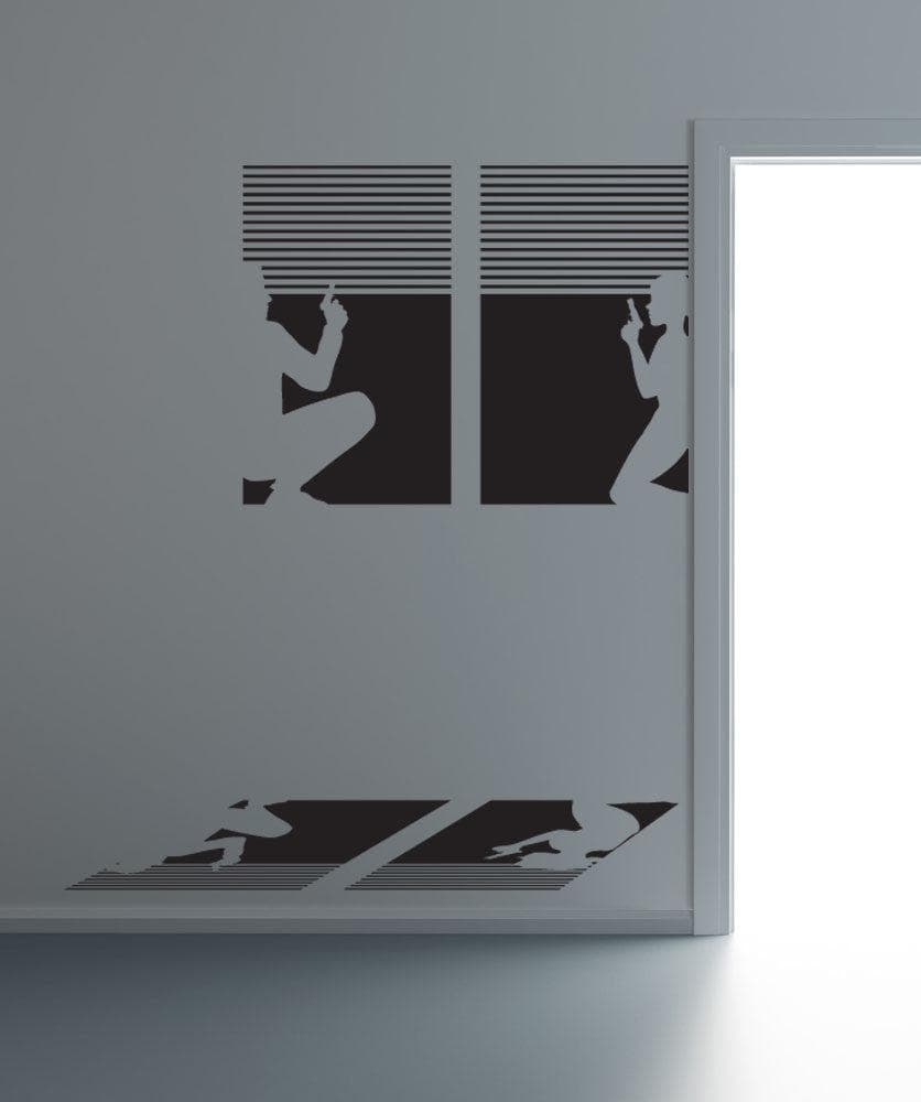 Vinyl Wall Decal Sticker Secret Agents in Window #OS_DC679 - Removable & Easy to Apply