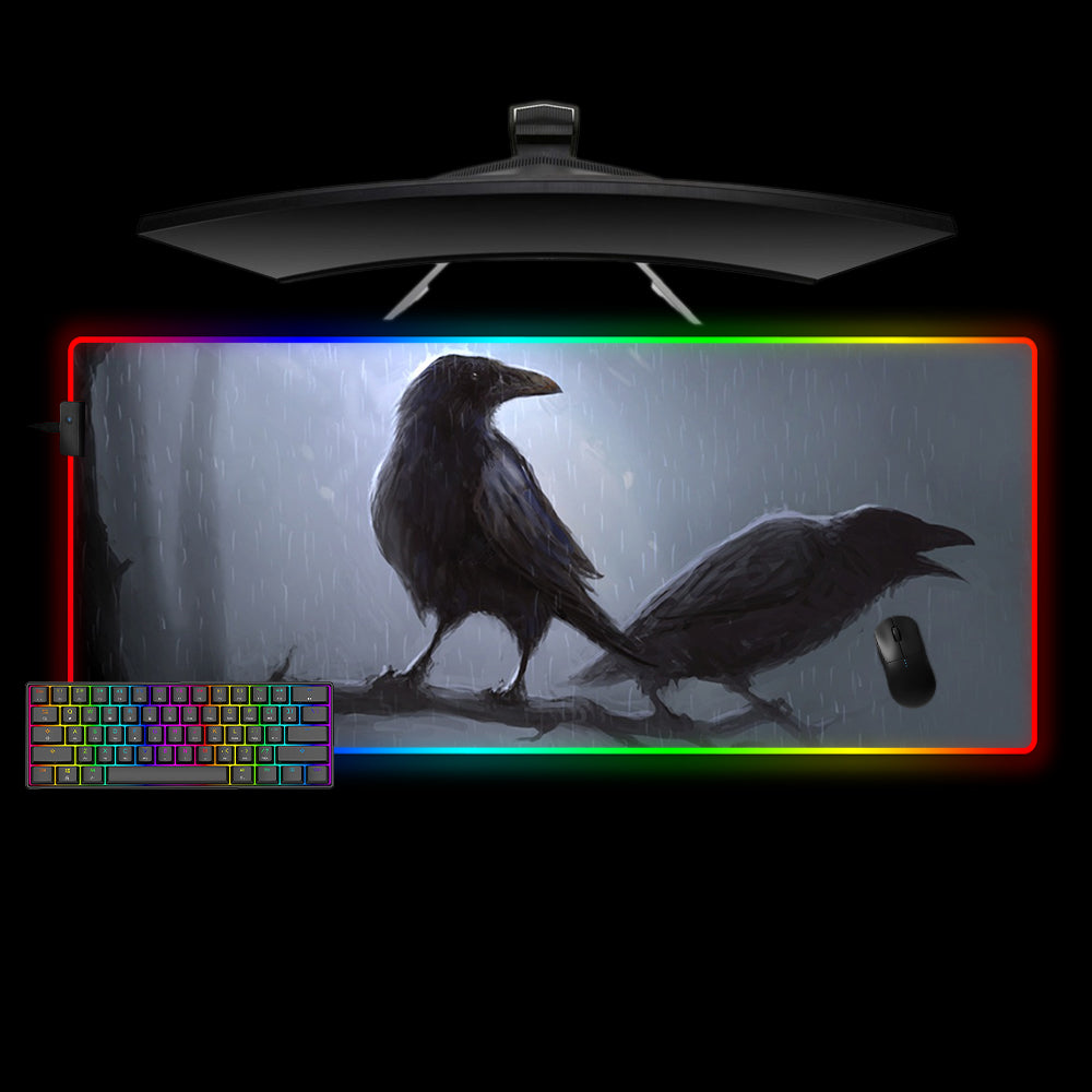 Crows Design RGB Gaming Mouse Pad with LED Strip for Enhanced Gaming Experience