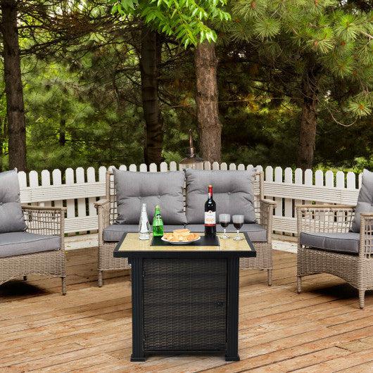 Costway 30 Golden Square Outdoor Fireplace Propane Gas Fire Pit Table