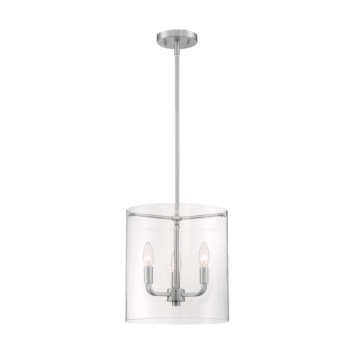 Sommerset 3 Light Pendant - Brushed Nickel Finish with Clear Glass