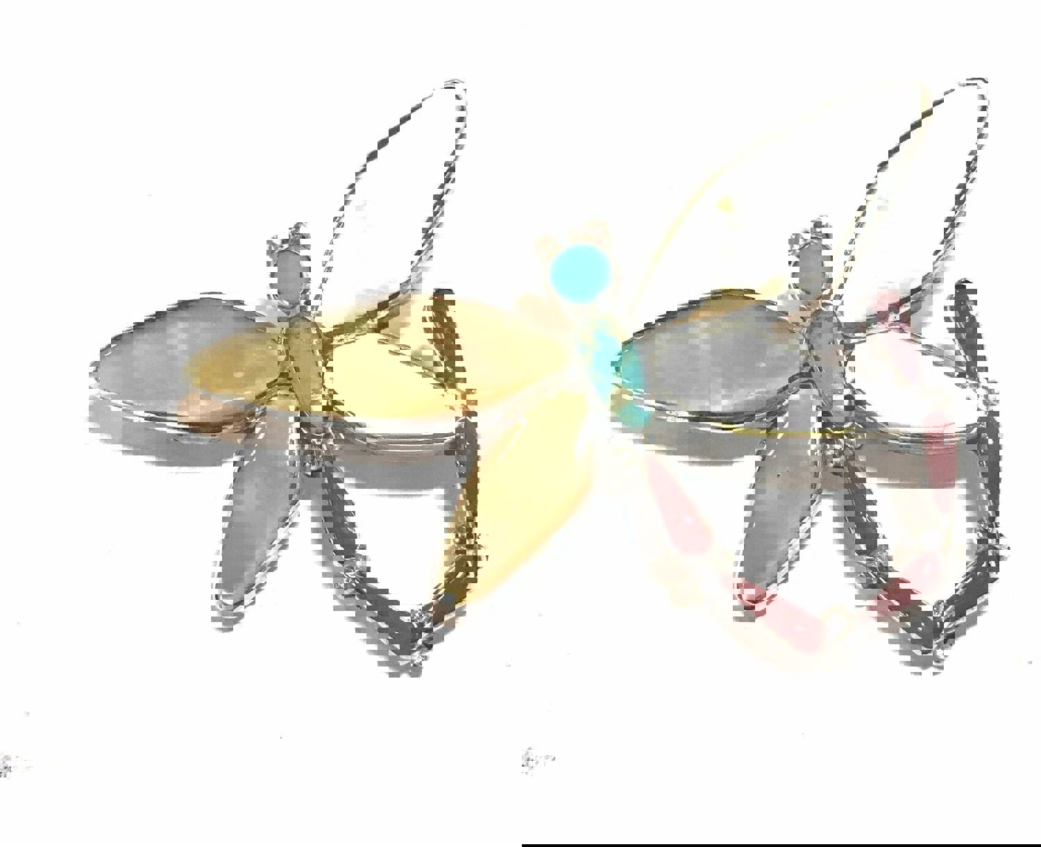 Zuni Sterling Silver Multi Stone Dragonfly Pendant Pin