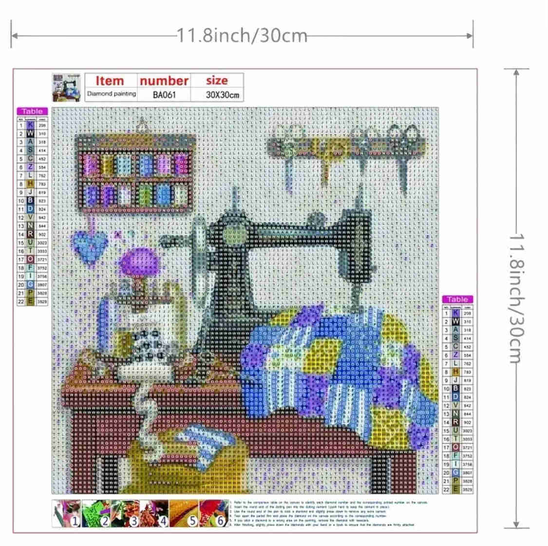 Diamond Painting Kit - Vintage Sewing Machine Floral Design for Beginners and Experts