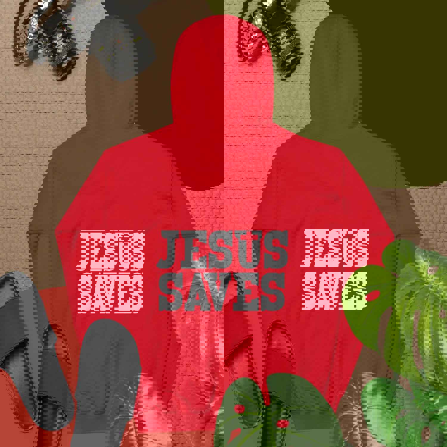 F&H Christian Jesus Saves Mens Two Sided Hoodie