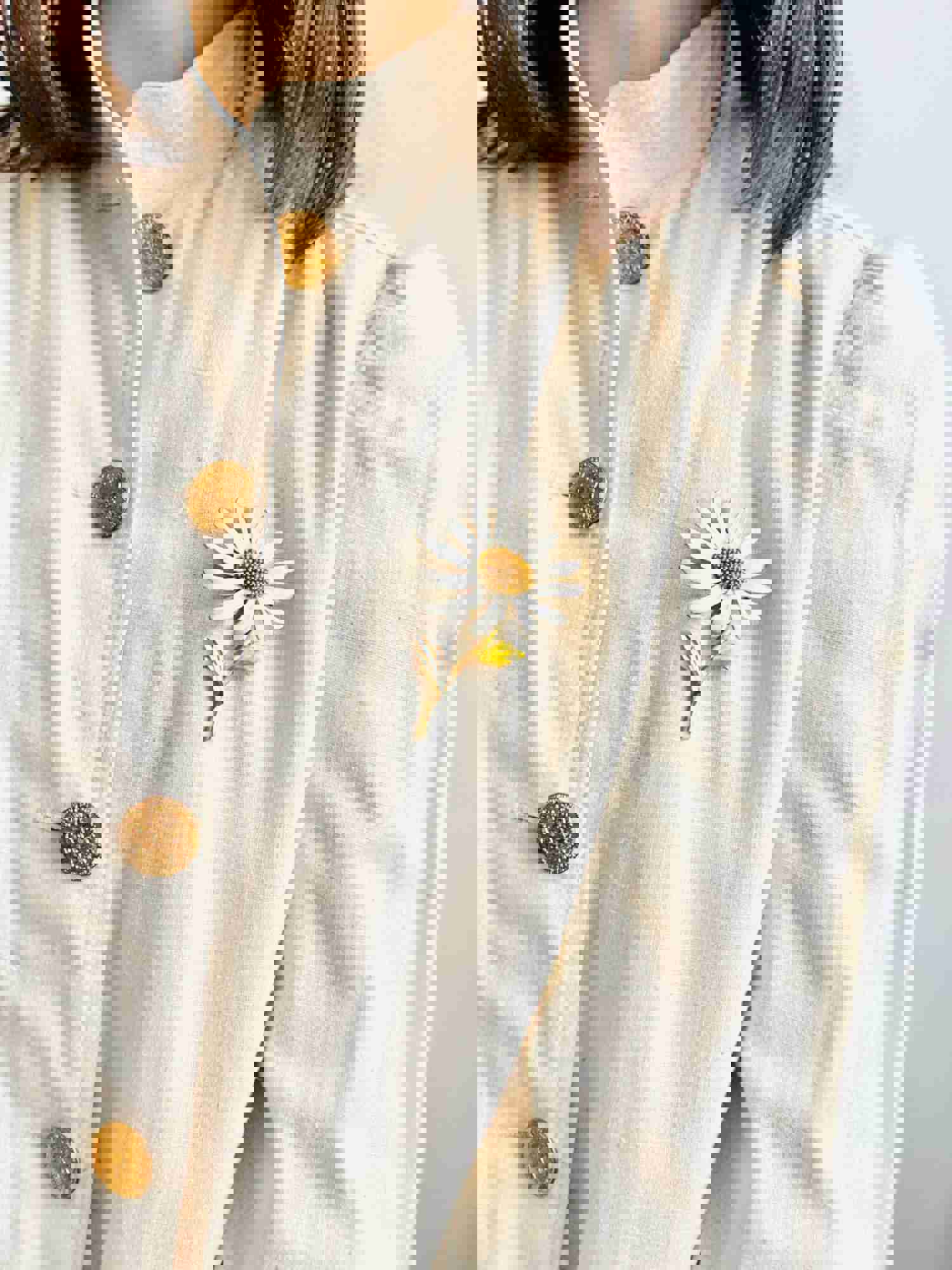 Vintage 1970s White Linen Jacket with Balloon Sleeves