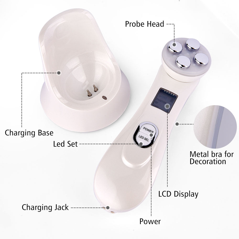 LED Photon Facial Therapy Device - Beauty Spa & Massager for Skin Tightening & Acne Removal