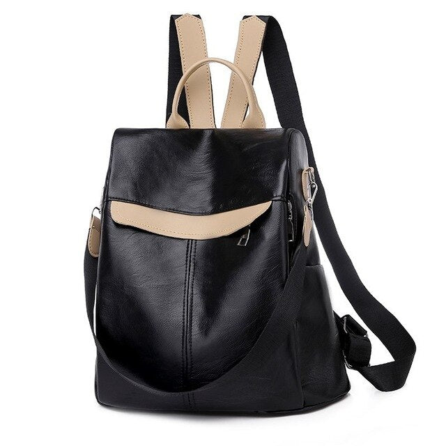 Large Capacity PU Leather School Bag and Travel Backpack by Innovato Design
