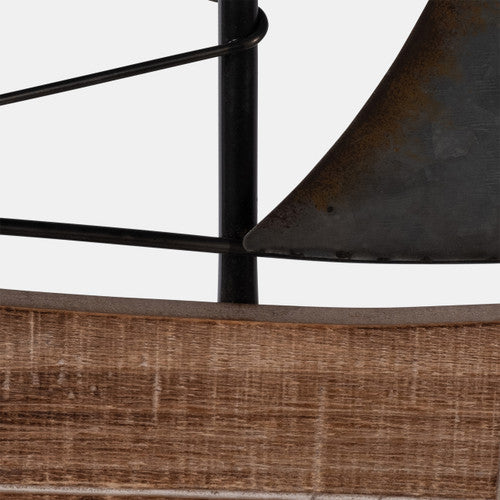 Sagebrook Home 17336 Metal, 19 Boat Wall Decor, Brown