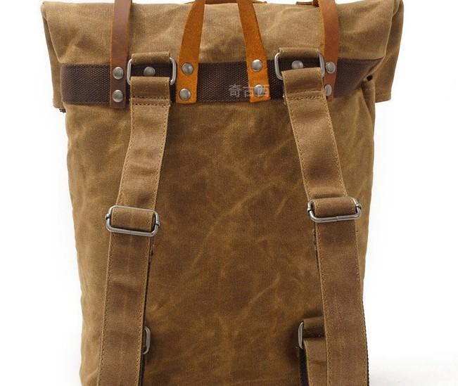 Cool Waxed Canvas Leather Men's Backpack - Durable Travel & School Bag