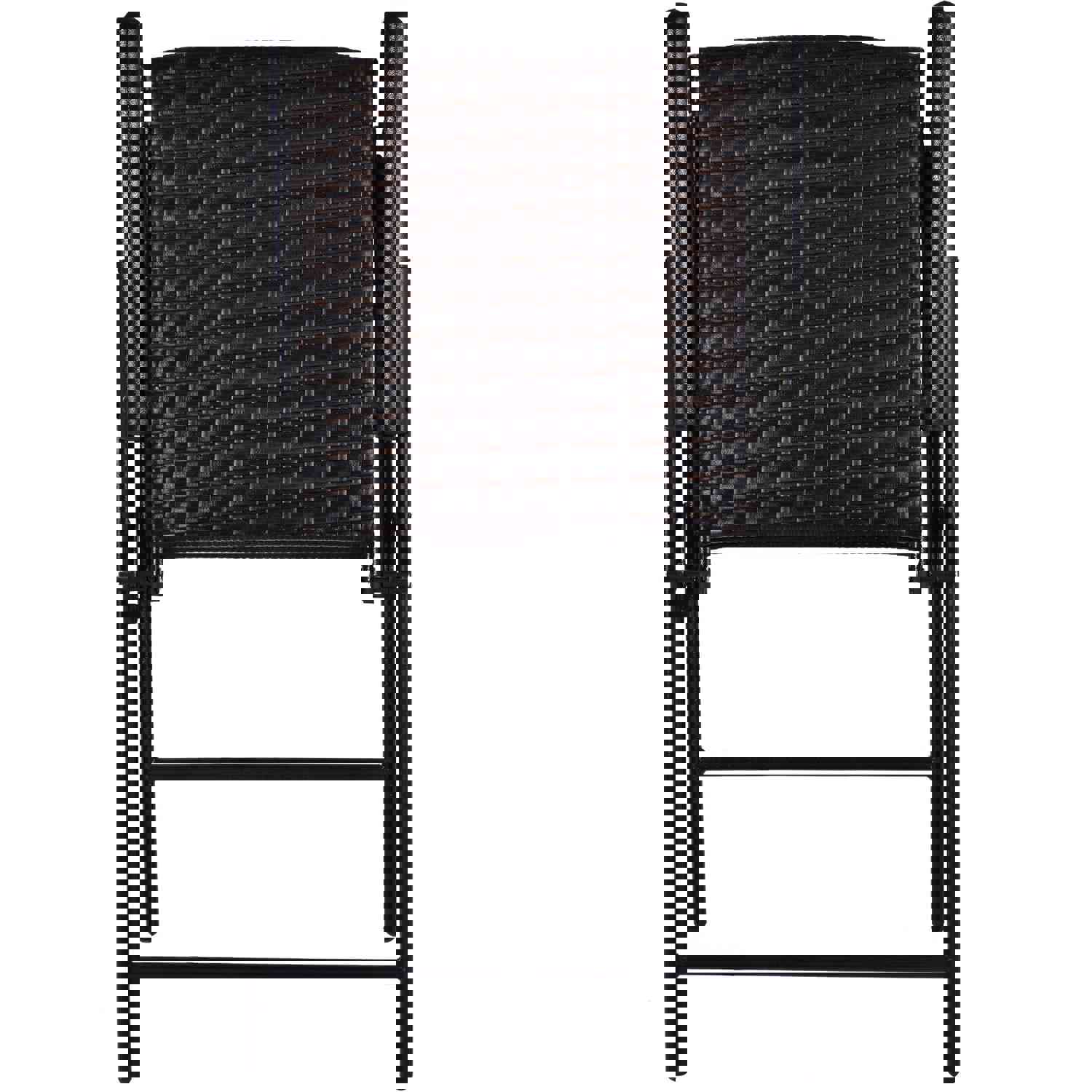 TOPMAX Outdoor Patio PE Wicker 5-Piece Counter Height Dining Table Set with Umbrella Hole and 4 Foldable Chairs, Brown