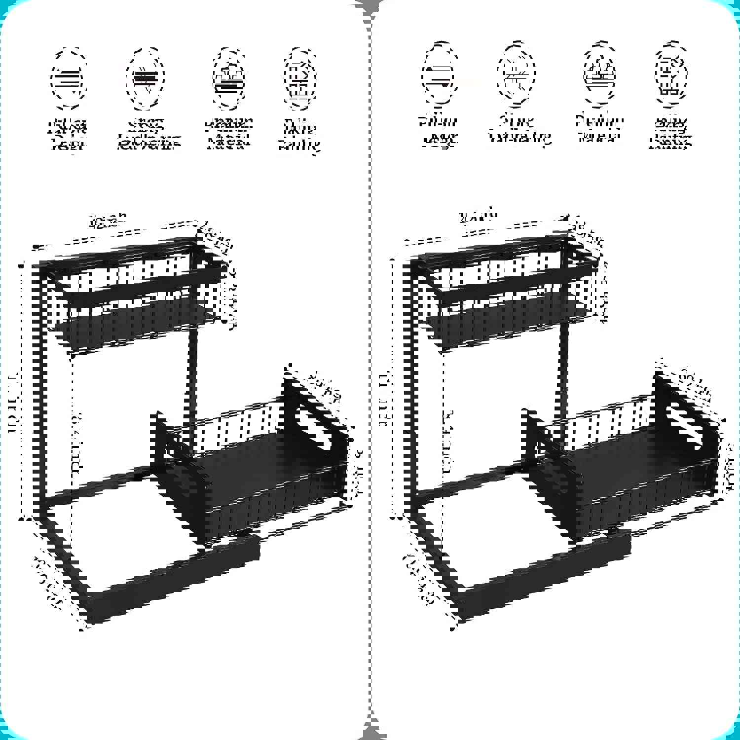 2 Pack Under Sink Organizer and Storage, Pull Out Cabinet Organizer Slide Out Sink Shelf for Kitchen Bathroom