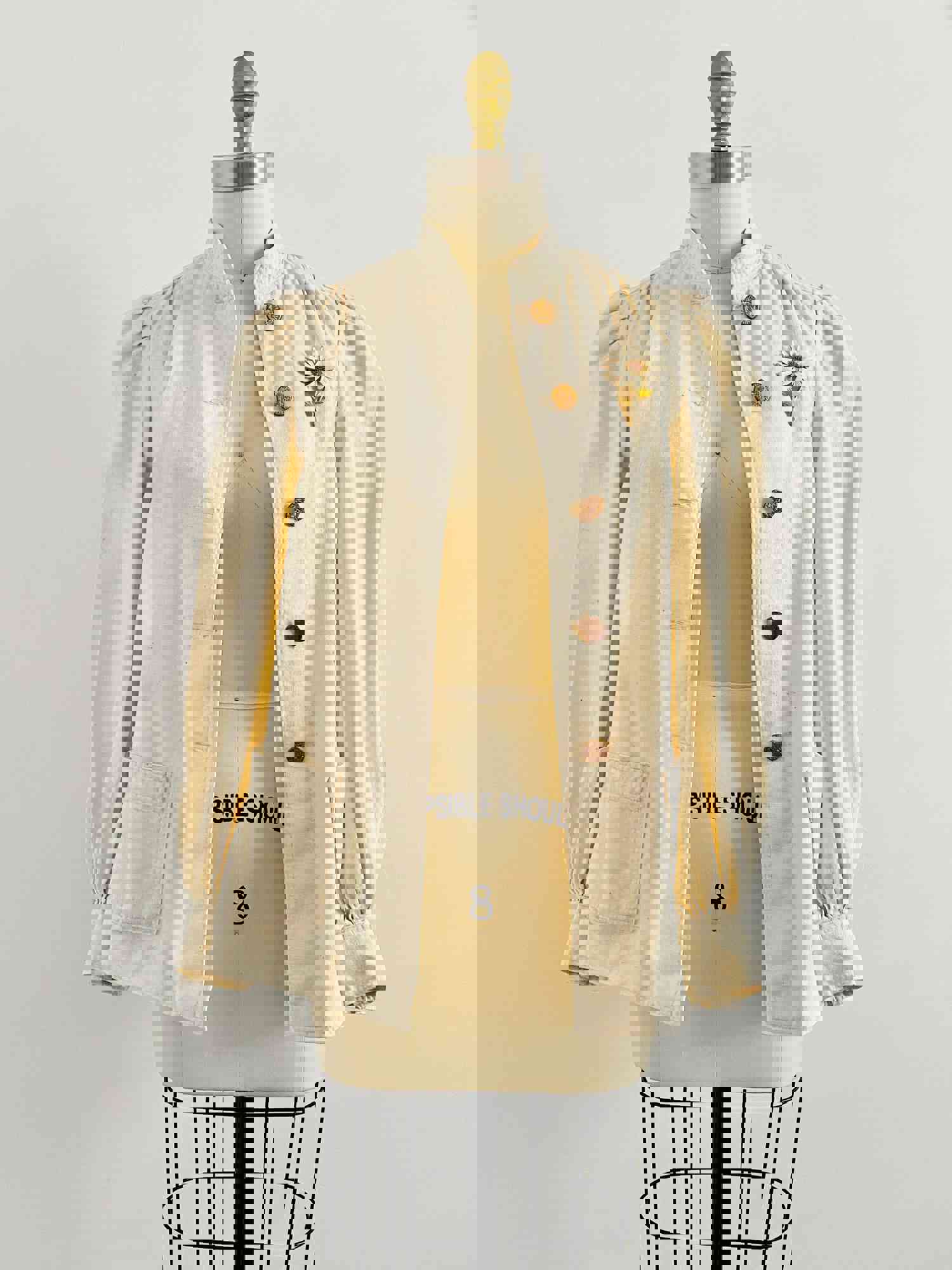Vintage 1970s White Linen Jacket with Balloon Sleeves