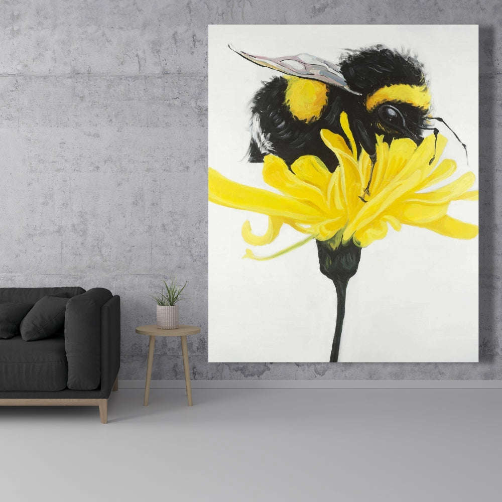 Bumblebee On A Dandelion - Fine Art Gallery Wrapped Canvas (24x36)