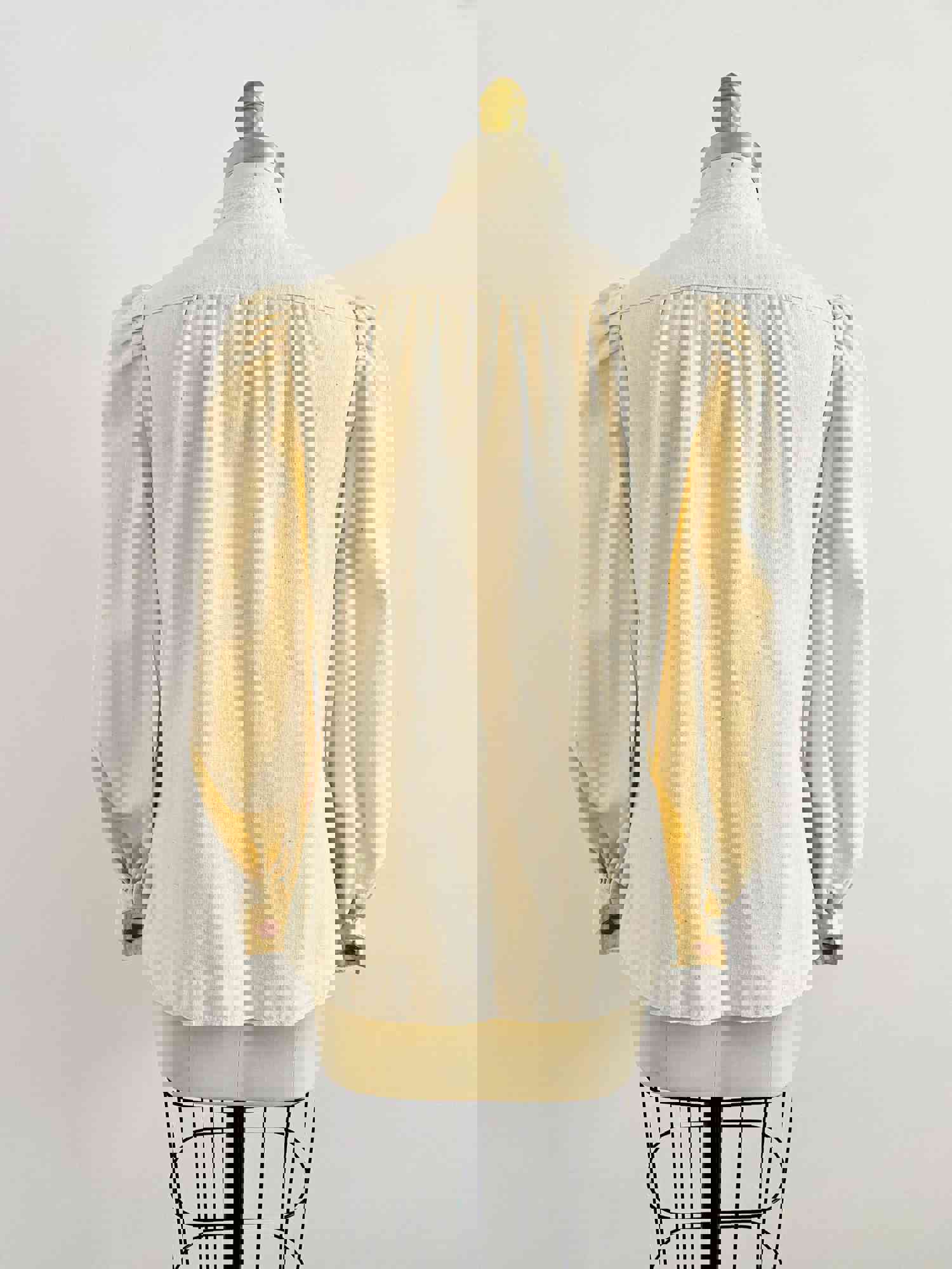 Vintage 1970s White Linen Jacket with Balloon Sleeves