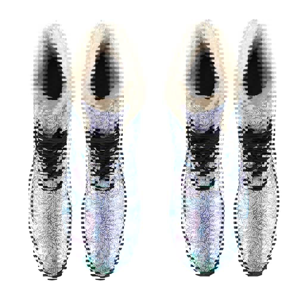 Delicate Flowers Winter Boots - Vegan Faux Fur Lined Handcrafted Boots