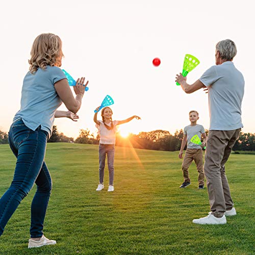 Duckura Pop-Pass-Catch Ball Game for Kids and Adults - Outdoor Indoor Fun with 4 Launcher Baskets & 6 Balls