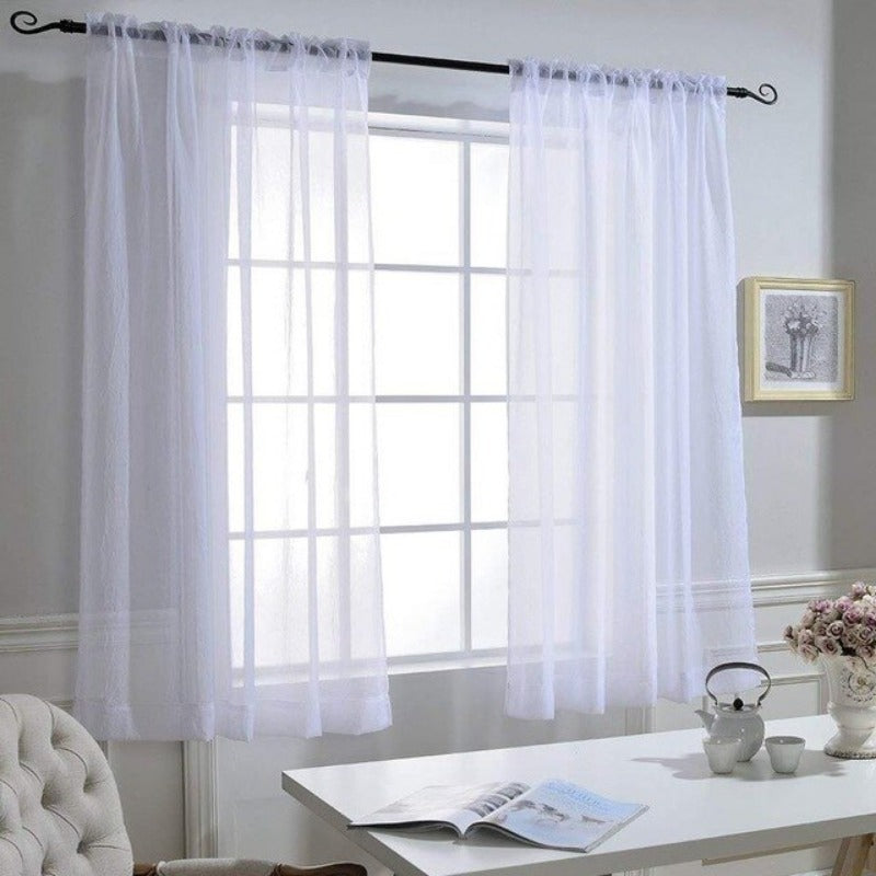 1 Pair Sheer Linen Textured Look Drapes for Sliding Doors and Windows
