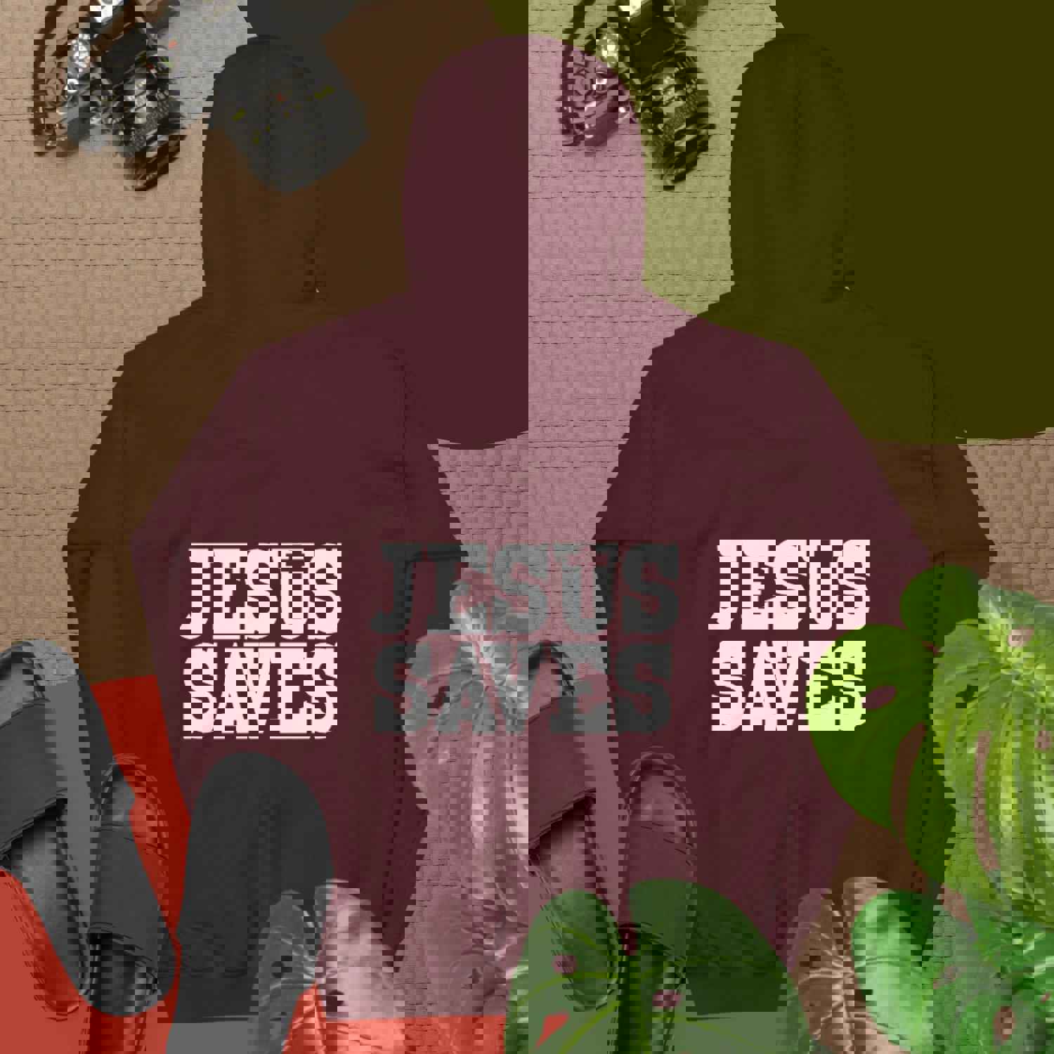 F&H Christian Jesus Saves Mens Two Sided Hoodie