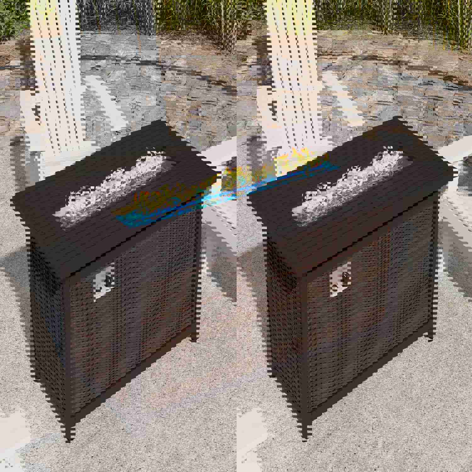 Olympia Outdoor Propane Gas 50,000 BTU Fire Pit Table with Stainless Steel Tabletop