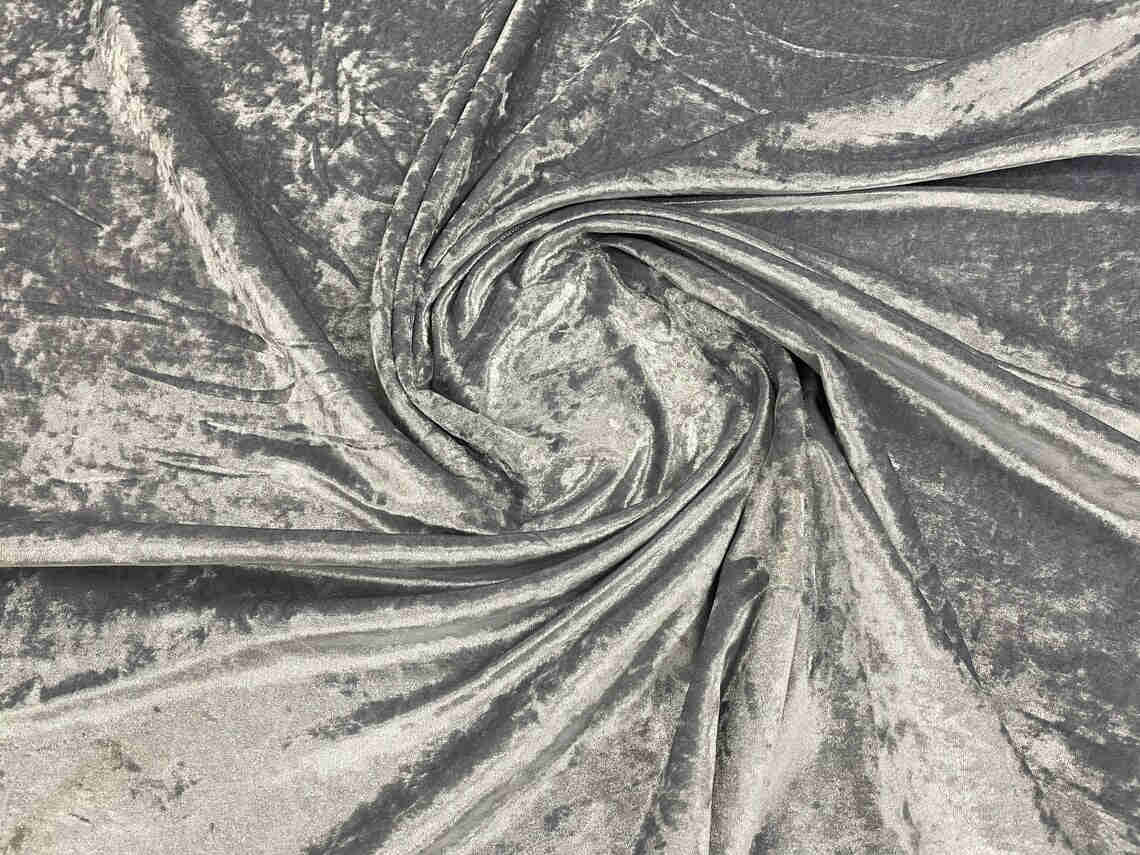 Crushed Stretch Velvet Fabric - Silver - 60" Wide for Sewing, Apparel, and Crafts