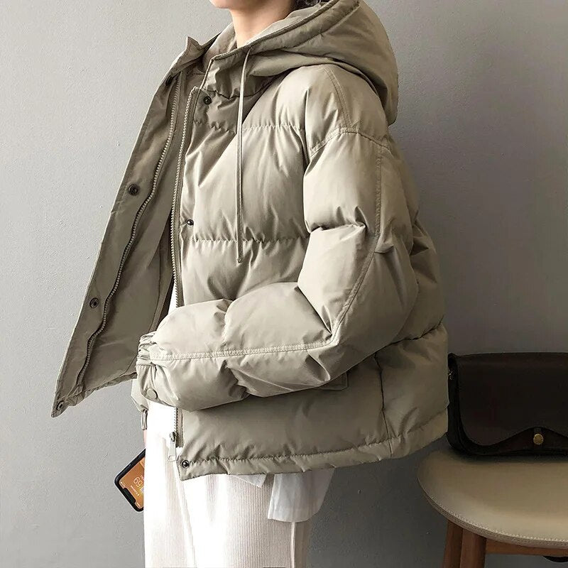 Nukty Parkas Women's Winter Overcoat - Korean Style Hooded Puffer Jacket