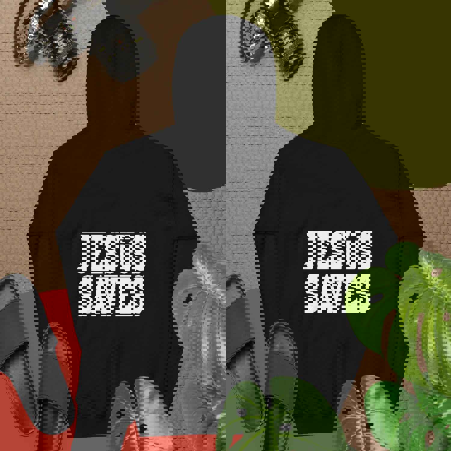 F&H Christian Jesus Saves Mens Two Sided Hoodie