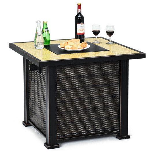 Costway 30 Golden Square Outdoor Fireplace Propane Gas Fire Pit Table