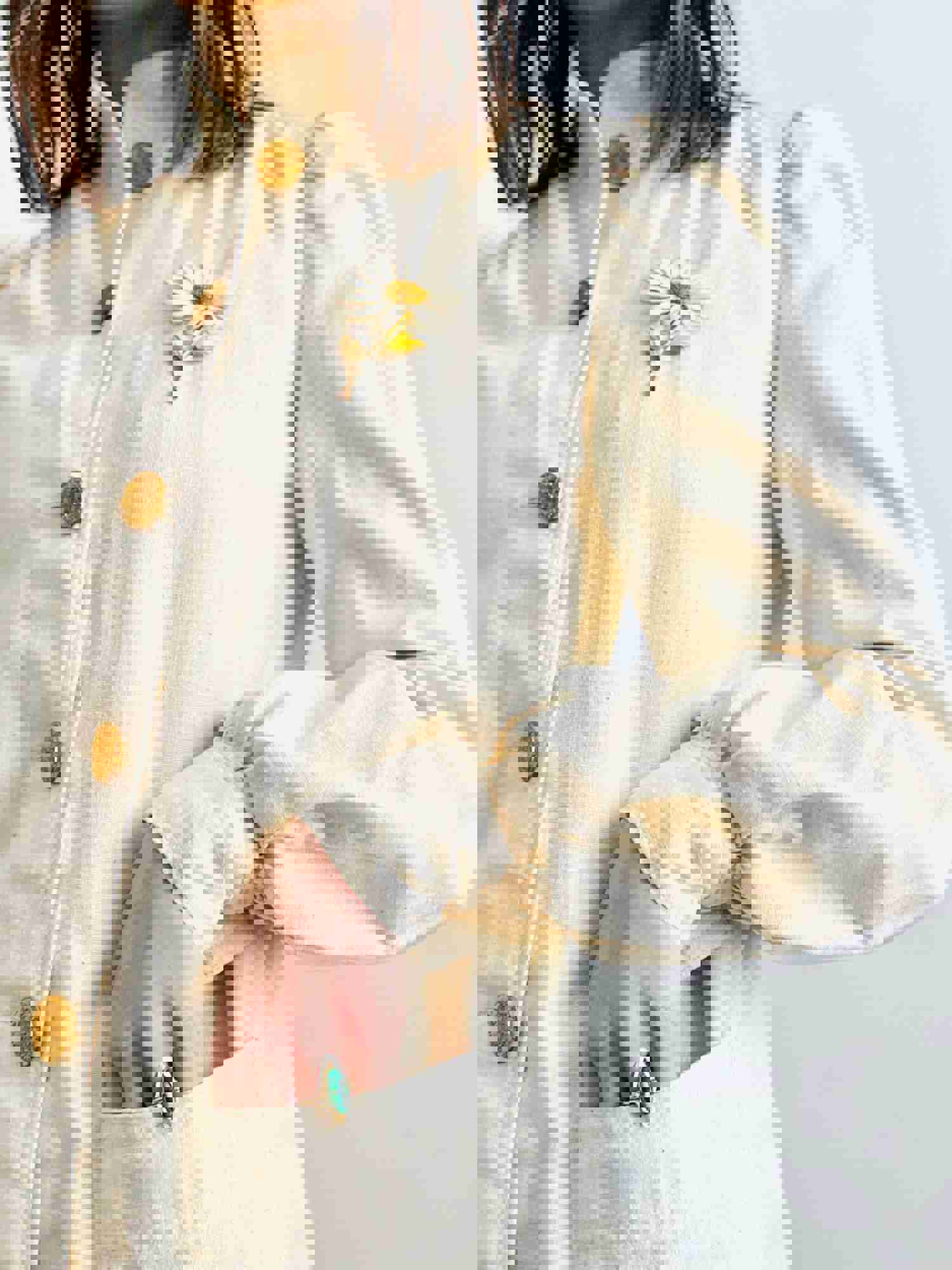 Vintage 1970s White Linen Jacket with Balloon Sleeves