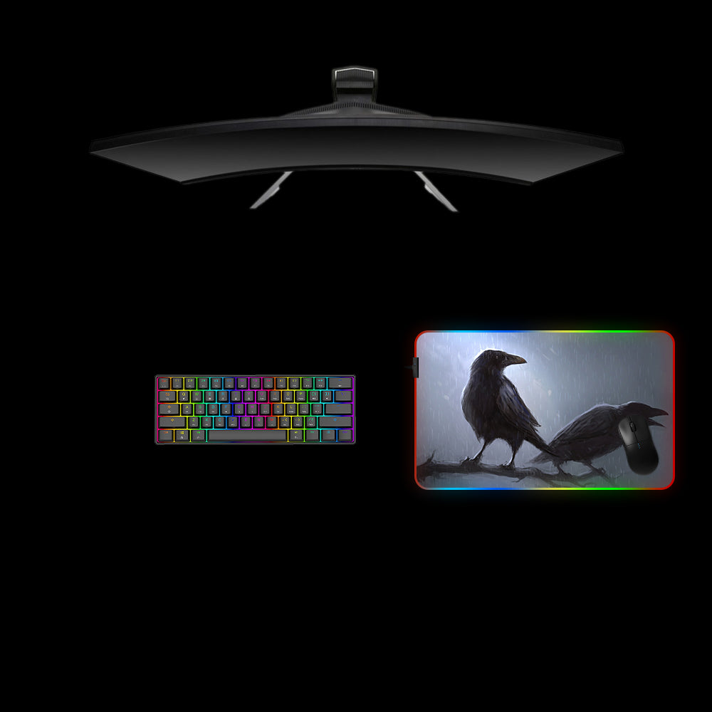 Crows Design RGB Gaming Mouse Pad with LED Strip for Enhanced Gaming Experience