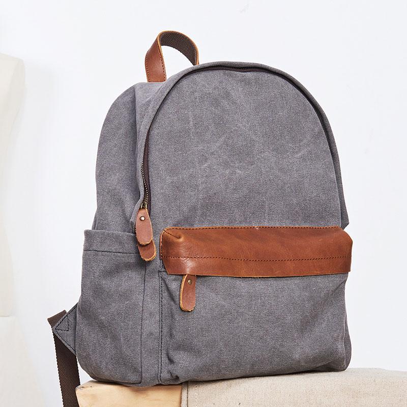 Cool Canvas Gray Mens Backpack - Durable Travel & School Bag