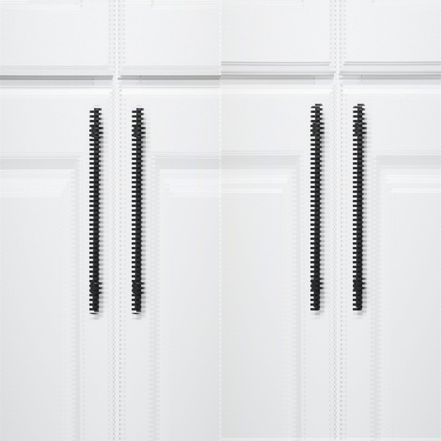 Flat Black Stainless Steel Kitchen Cupboard Handles - 8.8 (224mm) Hole Centers