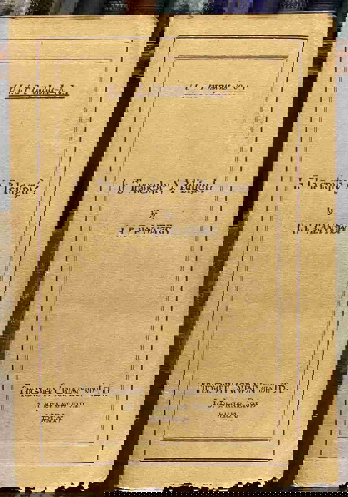 IS THEOSOPHY A RELIGION? - H.P. Blavatsky, 1st Edition 1930 - Lucifer Magazine OCCULT